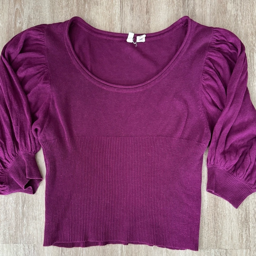MOTH Anthropologie Sweater Purple Linen/cotton  Berry Sz Large